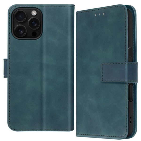 Etui för iPhone 16 Pro Max - AVIZAR - Fodral med plånbok och videostöd - Blågrön Blå