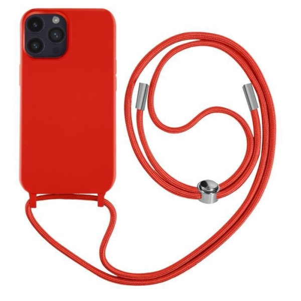 AVIZAR iPhone 14 Pro Max puolijäykkä kotelo kaulanauhalla 80cm punainen Röd