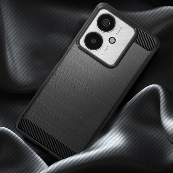 Fodral - Xiaomi Redmi 13C - Silikon - Kolfiber Effekt - Elegant och Tunn Design Svart