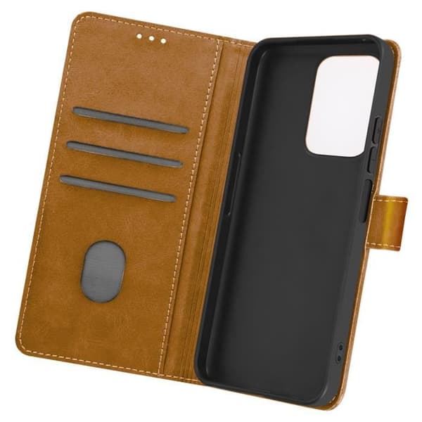 Fodral för Honor 200 Lite - AVIZAR - Handledsrem Flip Wallet Support - Brun - Halvstyv - Smidig brun