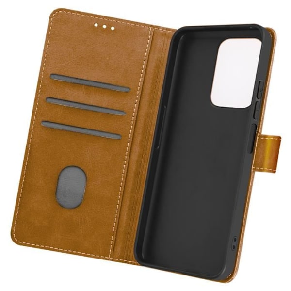 Fodral för Honor 200 Lite - AVIZAR - Handledsrem Flip Wallet Support - Brun - Halvstyv - Smidig kastanj