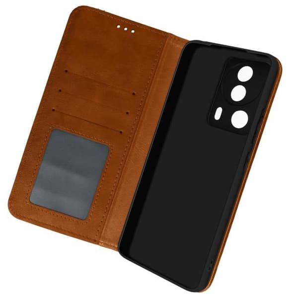 Fodral för Xiaomi 13 Lite - Brun - Plånbok - Videostöd - Kortförvaring - Konstläder kastanj