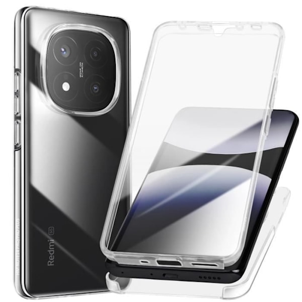 Kokonainen kotelo Redmi Note 14 Pro -puhelimelle, jossa kohotettu kamera, läpinäkyvä Transparent