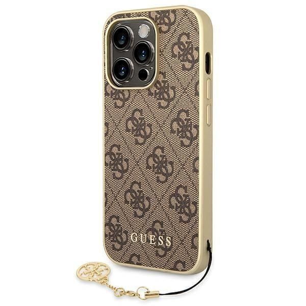 Guess 4G Charms Collection - Etui til iPhone 14 Pro (brun) - 3666339094171