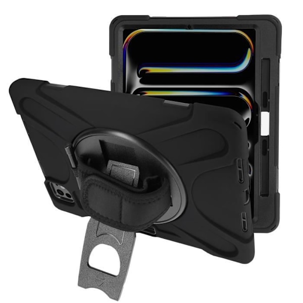 AVIZAR Iskunkestävä iPad Pro 13 2024 -kotelo - Musta hihnan tukikahva Svart