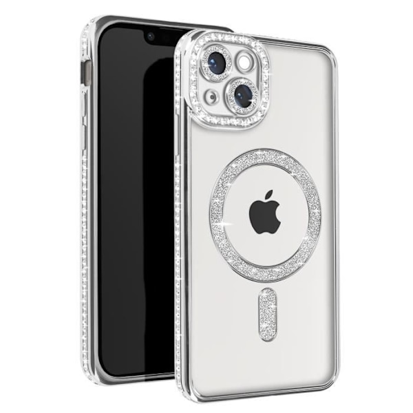 AVIZAR Skyddsfodral för iPhone 13 - Silver Rhinestone Contour - MagSafe-kompatibel Grå