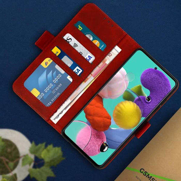 Samsung Galaxy A51 Suojakotelo - AVIZAR - Punainen Folio-kuori - Korttipidike - Tukitoiminto - Silikoonigeeli Röd
