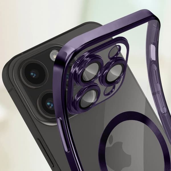 Skal - AVISERA - iPhone 14 Pro - Silikon - Lila - Kromad kant Violett