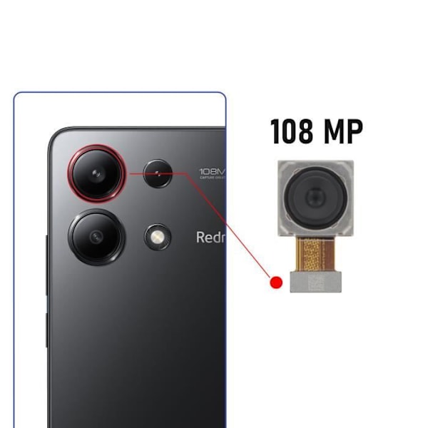 Hovedbagkamera til Xiaomi Redmi Note 13 4G og 5G 108MP Sort Svart