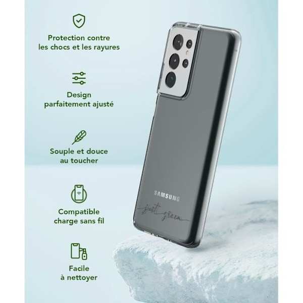 Coque - JUST GREEN - Samsung G S21 Ultra 5G - Kierrätettävä - Läpinäkyvä - Pehmeä Transparent