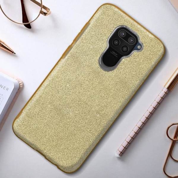 Skyddsfodral - AVIZAR - Xiaomi Redmi Note 9 - Glitter - Gult guld - Halvstyv silikon Gult guld