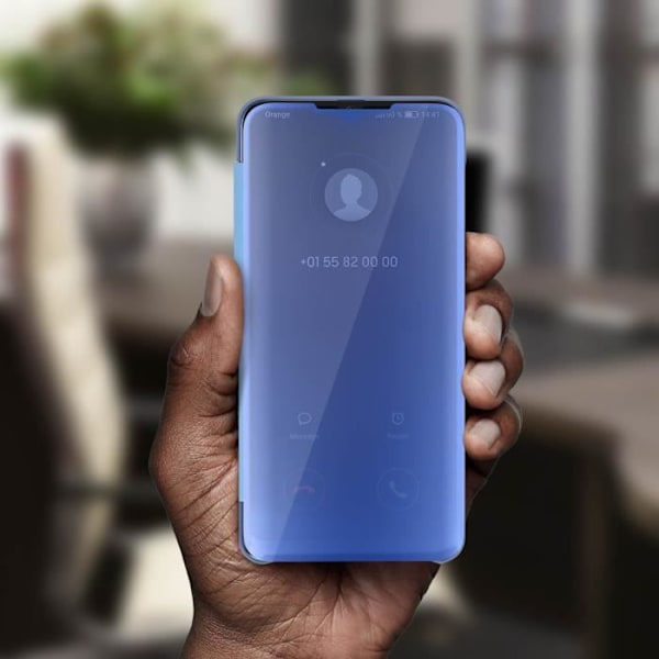 Smartphonefodral - AVIZAR - Samsung Galaxy A50 - Spegeletui - Genomskinlig lucka - Halvstyv skal Blå
