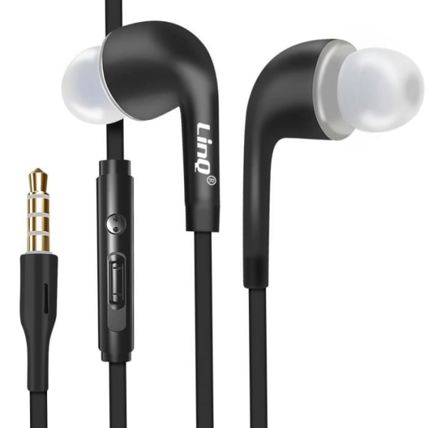 Kuulokeliitäntä 3,5 mm In-ear mikrofonipainikkeet Ohjaus LinQ Black Svart