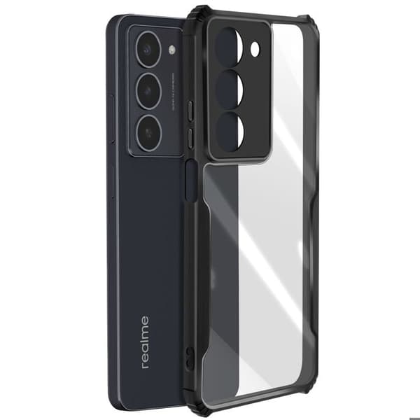 Coque - Realme - 14x og C75 - Hårdt akryl - Blød silikone - Stødabsorberende sort Svart