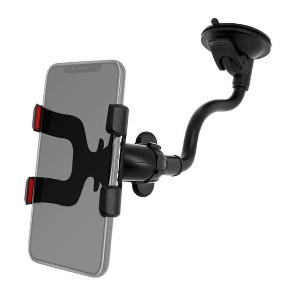Support til bil - LinQ - Justerbar roterende 360° - Sugekoppmontering - Fleksibelt arm - Sort Svart