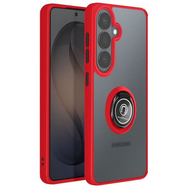 Gennemsigtig Cover med 360° Rotationsring til Galaxy S26 Plus Rød Röd