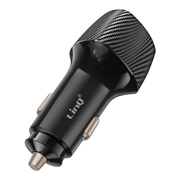 Biloplader - LinQ - 48W - USB-C 30W - USB 18W - Design i Sort Kul Svart