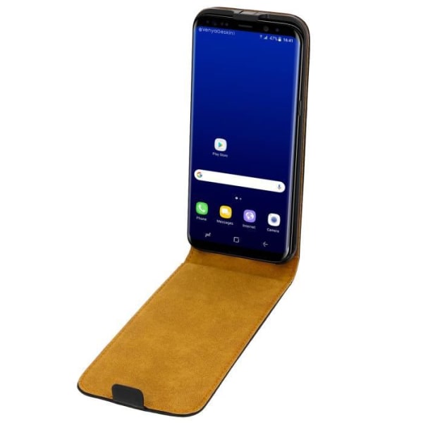 Housse för vertikalt lock i läder - AVIZAR - Samsung Galaxy S8 Plus - Hel skydd - Svart - Lock Svart