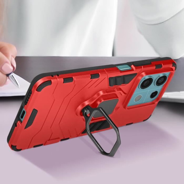 Kotelo - AVIZAR - Xiaomi Redmi Note 13 5G - Kaksimateriaalia - Iskunkestävä - Punainen Röd