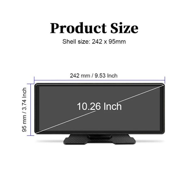 10.26" Touchscreen CarPlay med Bakoverkamera / Android Auto / GPS Sort
