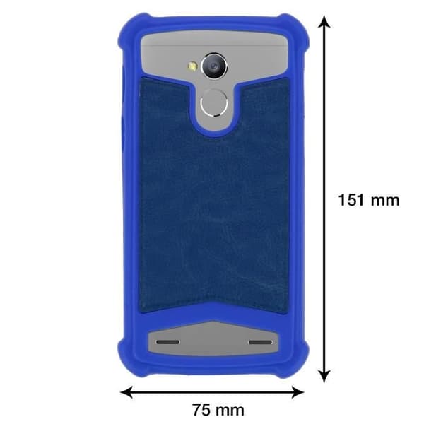 Universel smartphone etui - AVIZAR - 5 til 5,3 tommer - Silikone gel - Stødabsorberende - Læderlook Blå