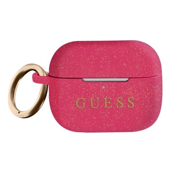 Silikonetui til AirPods Pro Glitter Look med karabinhage Guess Fuchsia Rosa