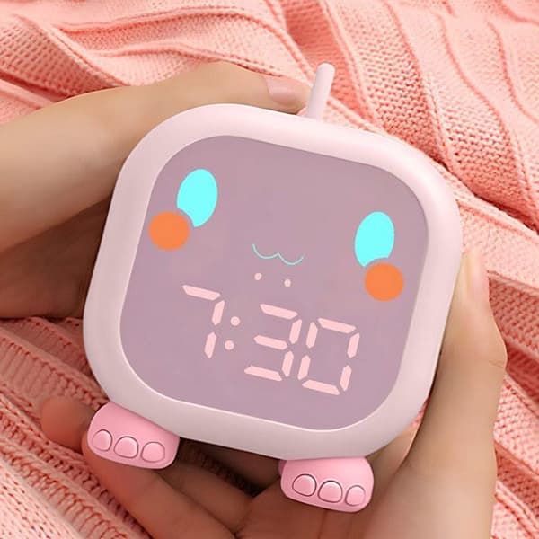 Sovklocka Animé Med Bakgrundsbelysning Modell Min Lilla Dino Rosa Rosa