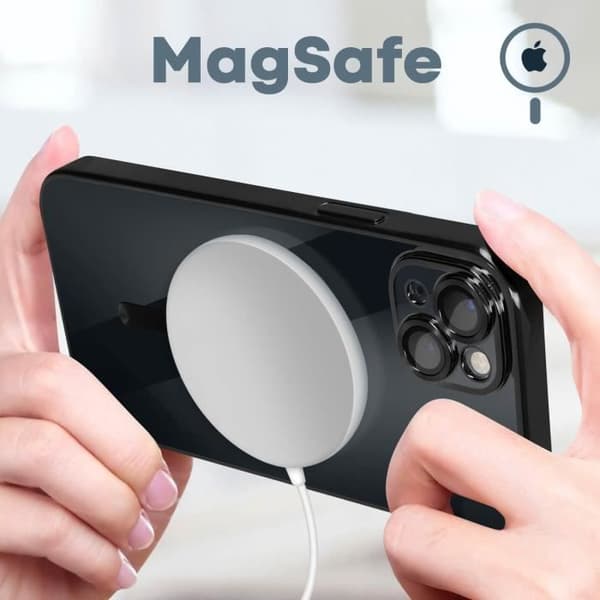 Coque - Apple - iPhone 13 - Silikoni - Musta - MagSafe - Kromireunus Svart