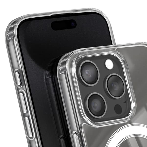 MagSafe cover - SWISSTEN - iPhone 15 Pro Max - Transparent - Effektiv beskyttelse - Krystalklar design Vit