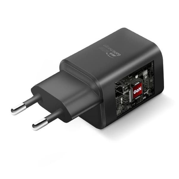 USB-C 45W / USB-A 18W GaN PD / QC Swissten Sort Strømforsyning Svart