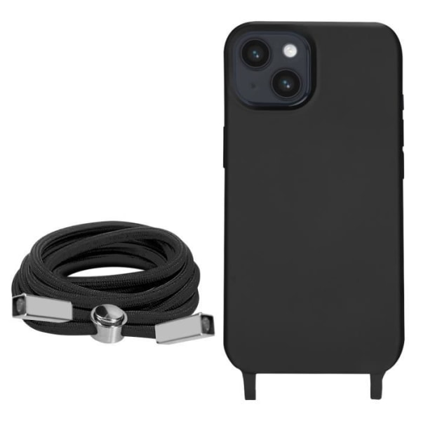 Coque iPhone 14 Plus - AVIZAR - Semi-rigid - 80 cm nylon snor - Polycarbonat- og silikonebeskyttelse svart