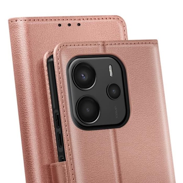 Etui til Redmi Note 14 4G Klap Portefeuille Magnetisk Lukning Rosa Champagne Rosa