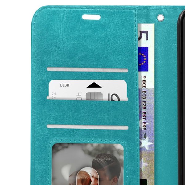Fodral till Samsung S24 - MAYAXESS - Funktion för plånboksställ - Turkos Blå