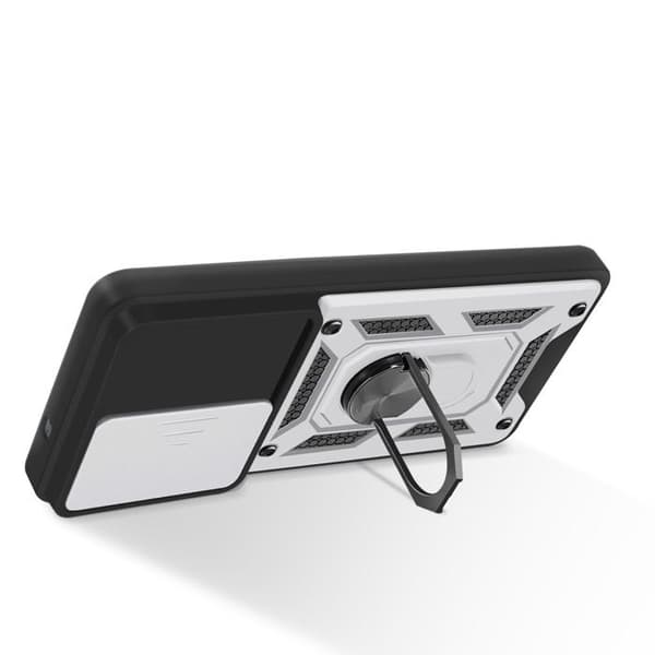 Coque för Samsung S25 Edge Ringstöd med Kameraskydd Mayaxess Silver Grå