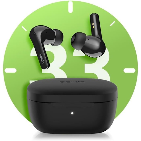 Trådløse Bluetooth 5.2 hovedtelefoner med dobbeltmikrofon og støjreduktion Belkin Sort Svart
