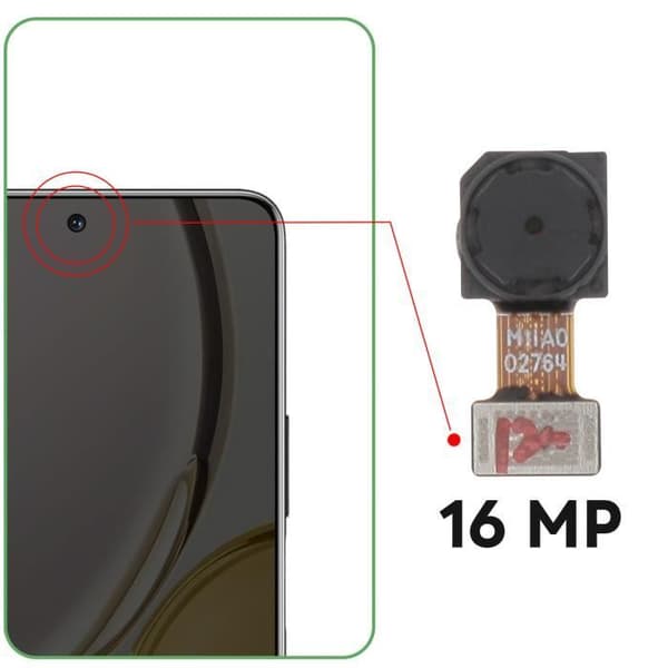 Frontkamera - AVIZAR - Honor Magic 4 Lite 4G - 16MP Selfie Sensor - Sort Svart
