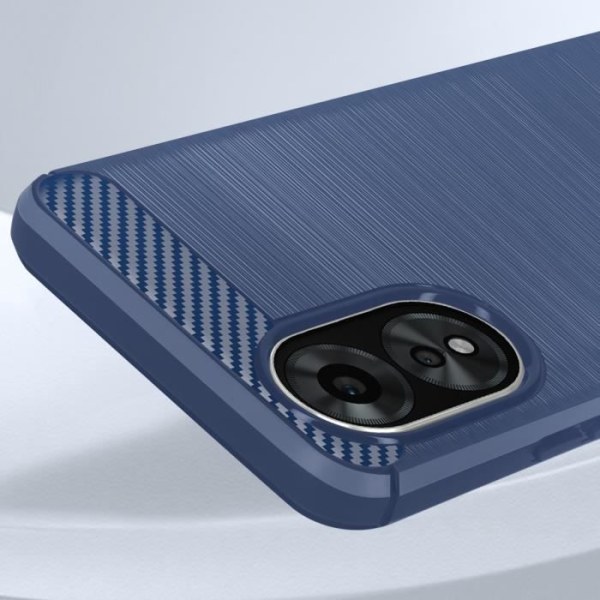 AVIZAR fodral för Oppo A38 - Carbon and Brushed Effect Midnight Blue - Halvstyvt fodral Blå