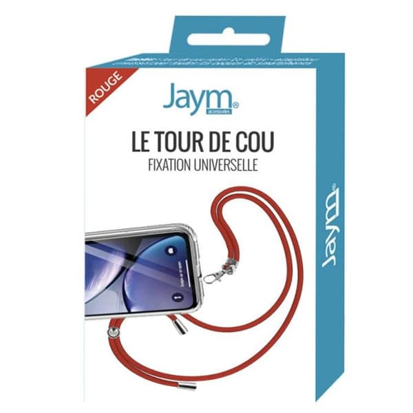 Nackband - JAYM - 150cm - Nylon - Universell fäste - Röd Röd