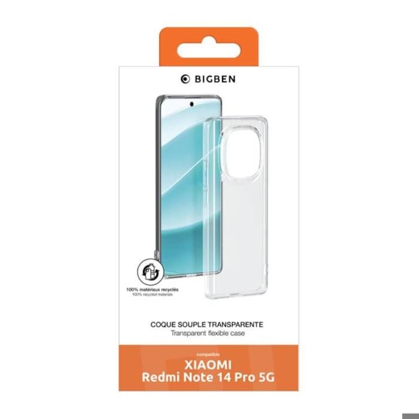 Baksidan för Xiaomi Redmi Note 14 Pro 5G Ekologisk Utformad Mjuk BigBen Connected Transparent Vit