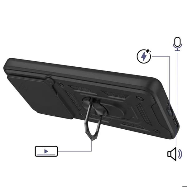 Coque Anneau til Redmi Note 15 5G med Skydelåg til Kamera Mayaxess Sort Svart