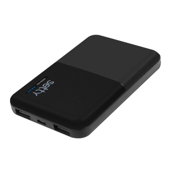 Backupbatteri 5000mAh 2 USB-utgångsportar 2A Kompakt storlek Setty Black