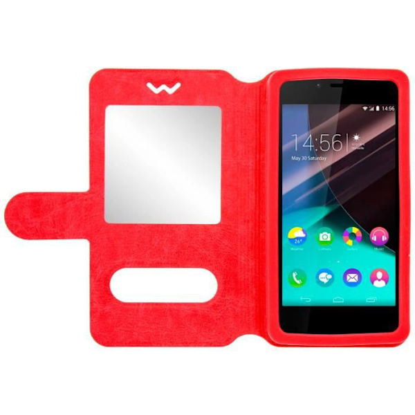 Smartphone-etui - Universell - Röd - Ekoskinn - 5,3 till 5,5 tum - Stödfunktion Röd