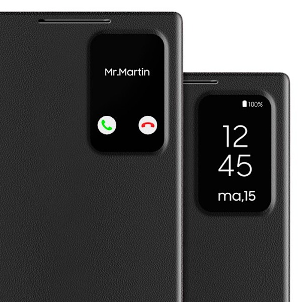Nahkakotelo Galaxy S22 Ultra Näyttöikkuna Korttipidike Musta Svart