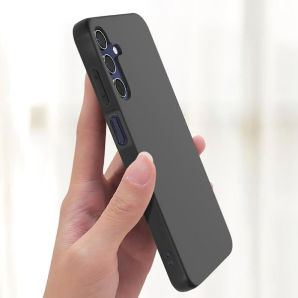 Fodral till Samsung Galaxy A15 5G - AVIZAR - Silikon Matt Soft Touch Svart - Halvstyvt - Slät - Vanligt Svart