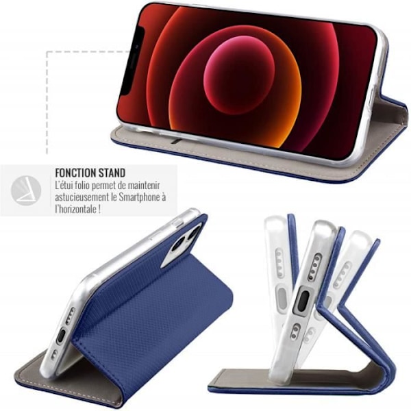 Foliofodral till Apple iPhone 12 Mini Magnetisk Stativ Funktion Jaym Blå Blå