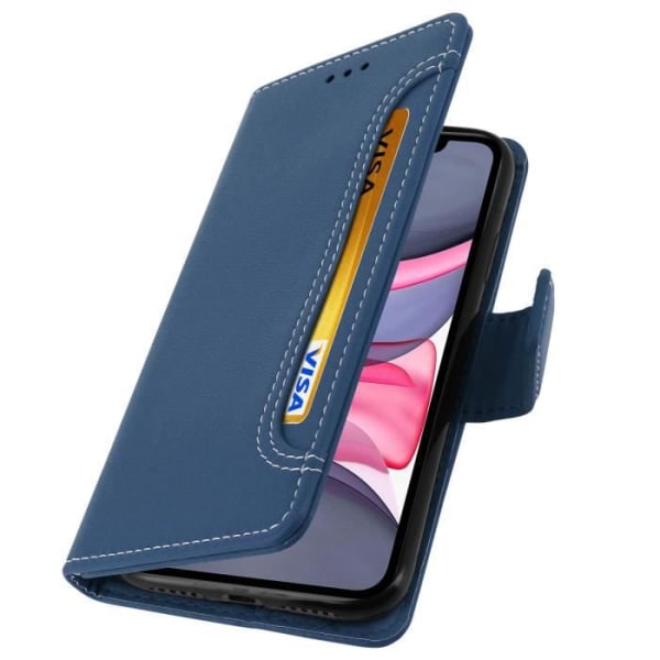 Hölje - AVIZAR - iPhone 11 - Ekoko läder - Stödfunktion - Blå färg Blå