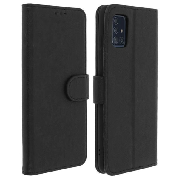 Etui för Samsung Galaxy A51 - AVIZAR - Helfodral - Silikon Gel - Kortfack - Videostöd Svart