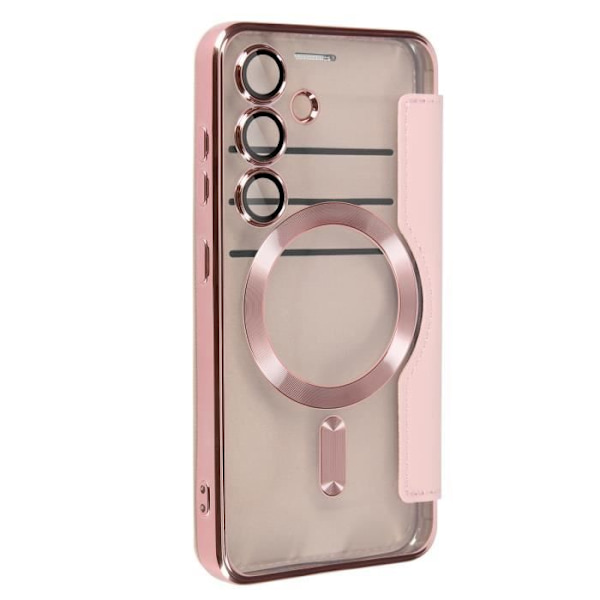 Flip Case Samsung S24 -puhelimelle - AVIZAR - MagSafe-yhteensopiva - RFID-suojaus - Jauheenpunainen Rosa