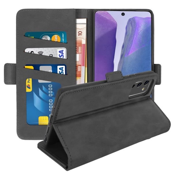 Samsung Galaxy Note 20 - AVIZAR - Folio-kotelo, jossa on korttipidike ja tuki - Musta Svart