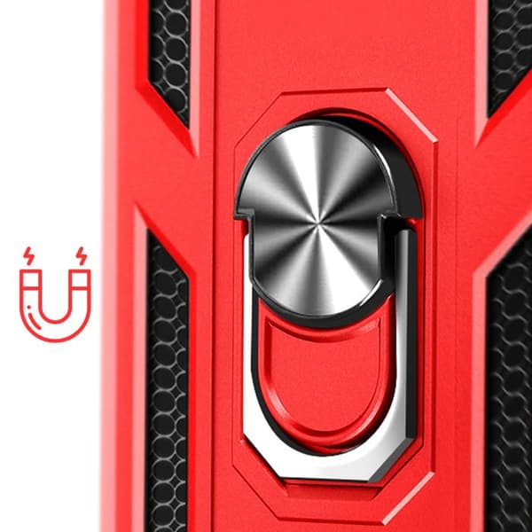 Cover til iPhone 17 med roterende magnetisk ring, stødabsorberende, rød Röd
